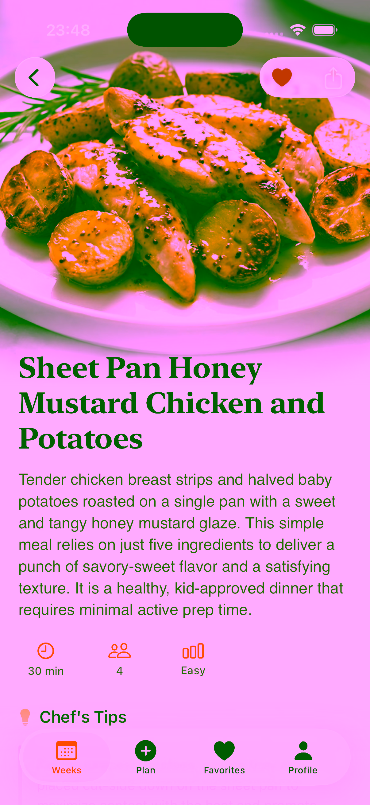 Detailed recipe with ingredients and instructions